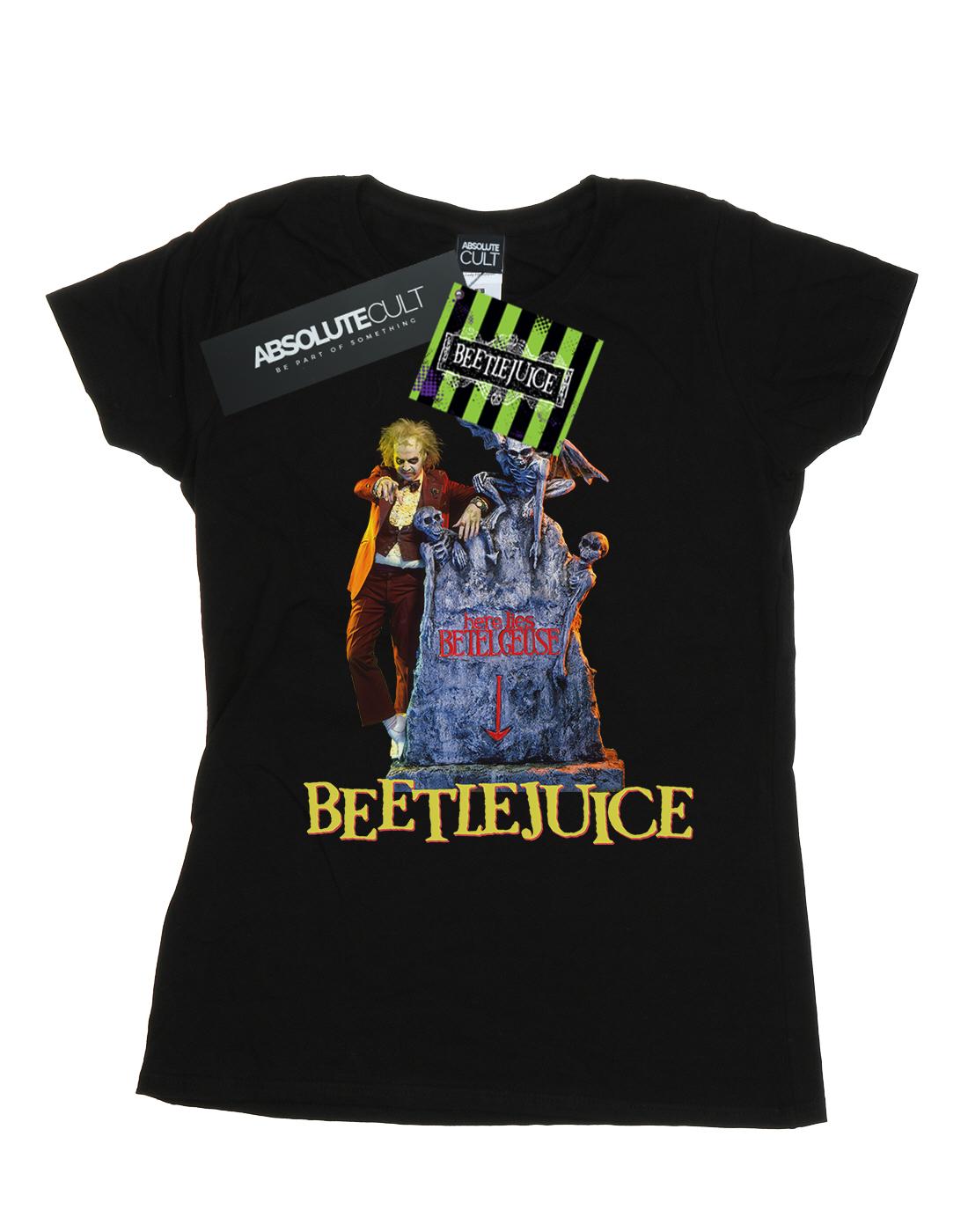 Black - Front - Beetlejuice Womens-Ladies Here Lies Cotton T-Shirt