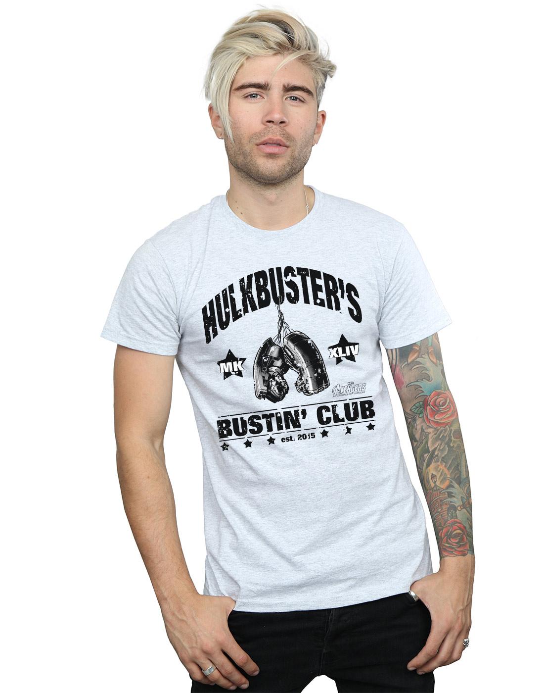 Sports Grey - Back - Marvel Mens Iron Man Hulkbuster´s Bustin´ Club T-Shirt