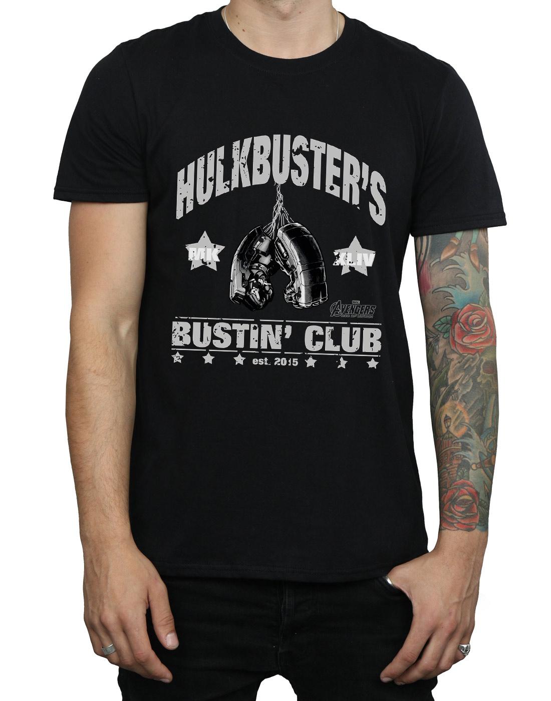 Black - Side - Marvel Mens Iron Man Hulkbuster´s Bustin´ Club T-Shirt