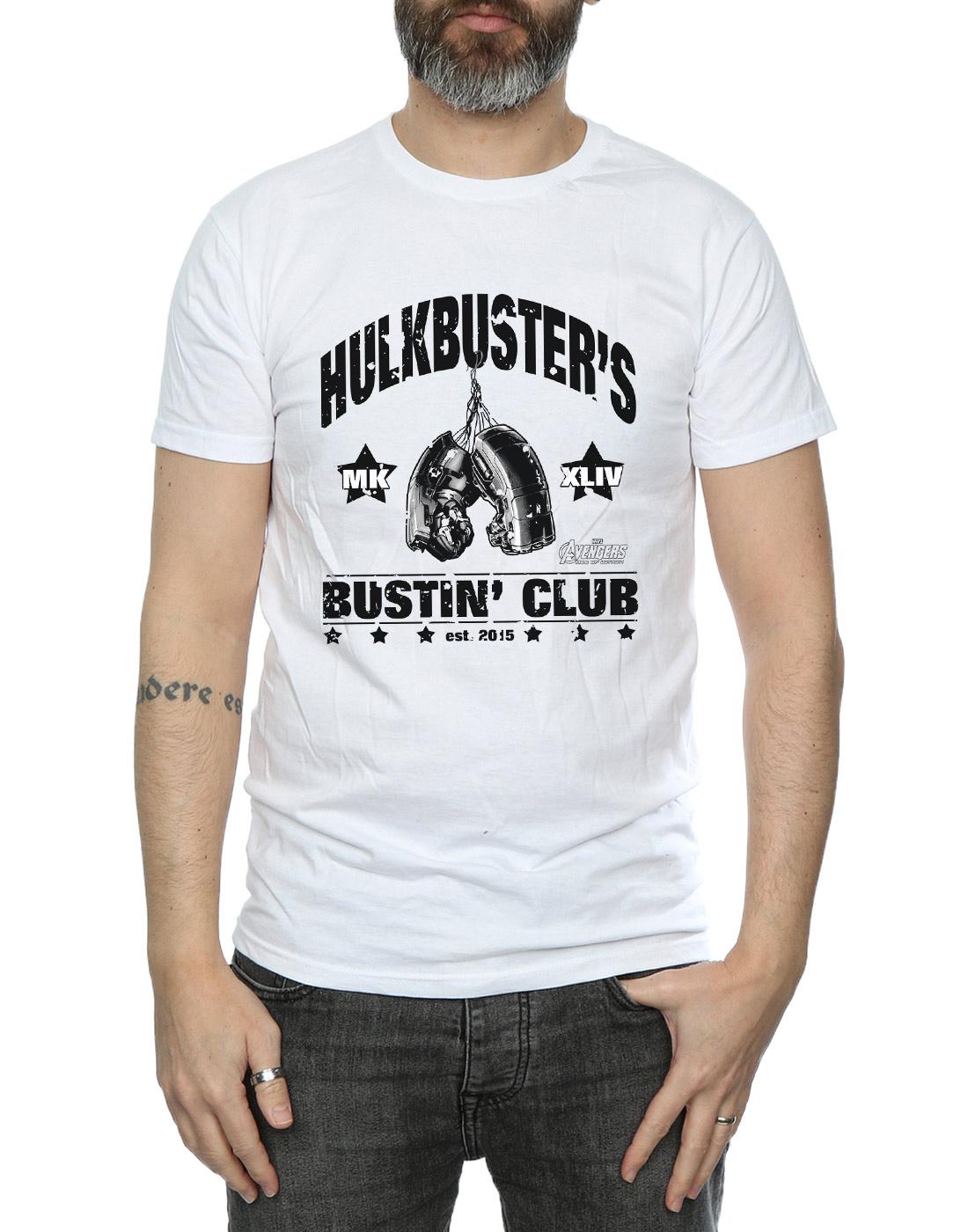 White - Side - Marvel Mens Iron Man Hulkbuster´s Bustin´ Club T-Shirt