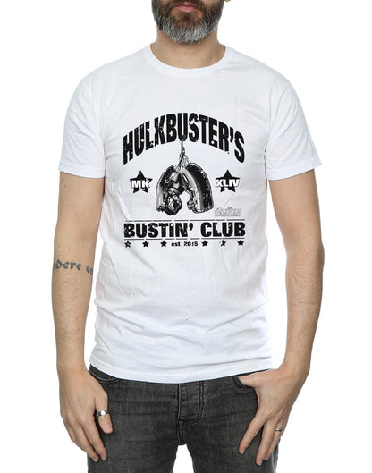 White - Side - Marvel Mens Iron Man Hulkbuster´s Bustin´ Club T-Shirt