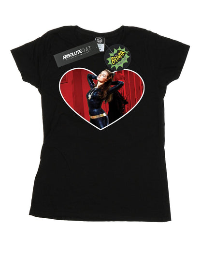 Black - Front - DC Comics Womens-Ladies Batman TV Series Catwoman Heart Cotton T-Shirt
