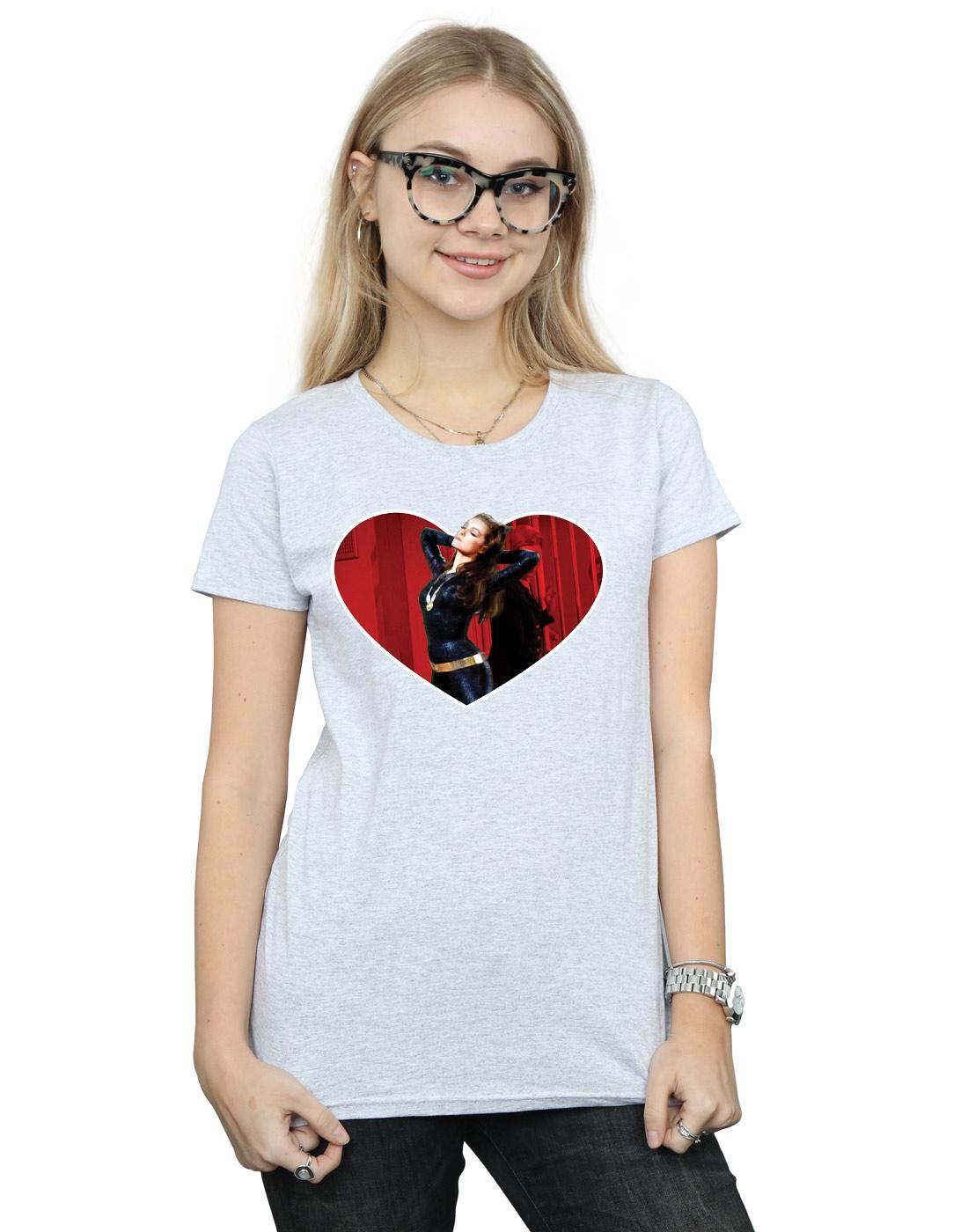 Sports Grey - Back - DC Comics Womens-Ladies Batman TV Series Catwoman Heart Cotton T-Shirt