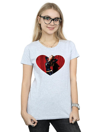 Sports Grey - Back - DC Comics Womens-Ladies Batman TV Series Catwoman Heart Cotton T-Shirt