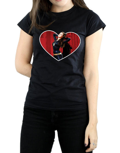 Black - Side - DC Comics Womens-Ladies Batman TV Series Catwoman Heart Cotton T-Shirt