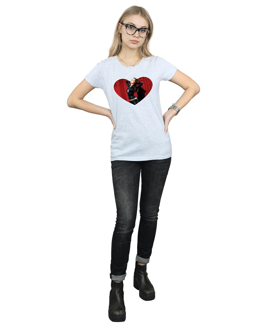 Sports Grey - Lifestyle - DC Comics Womens-Ladies Batman TV Series Catwoman Heart Cotton T-Shirt