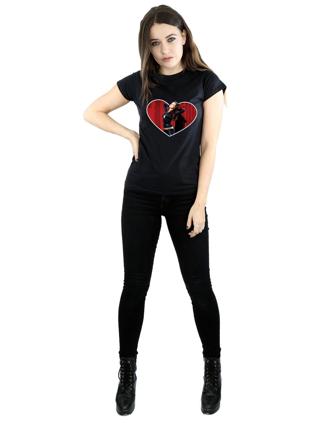 Black - Lifestyle - DC Comics Womens-Ladies Batman TV Series Catwoman Heart Cotton T-Shirt