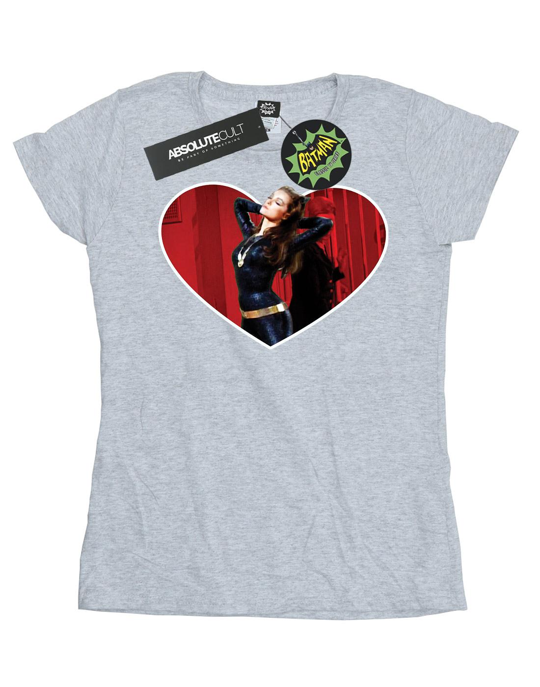 Sports Grey - Front - DC Comics Womens-Ladies Batman TV Series Catwoman Heart Cotton T-Shirt