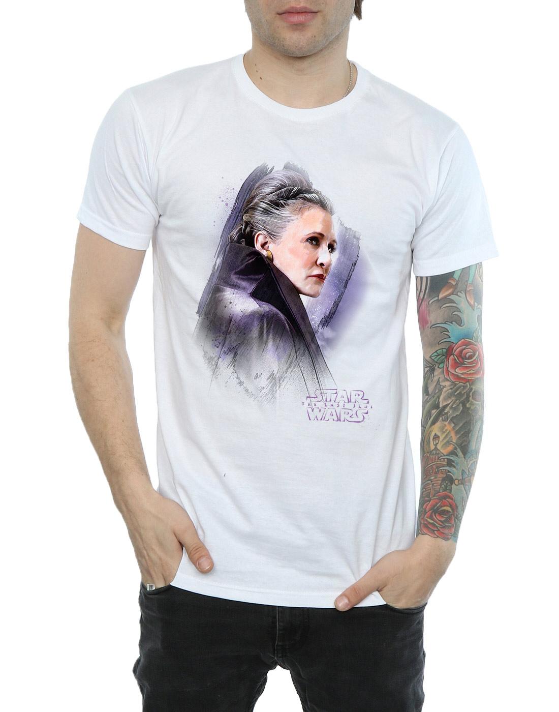 White - Pack Shot - Star Wars: The Last Jedi Mens Princess Leia Brushed Cotton T-Shirt