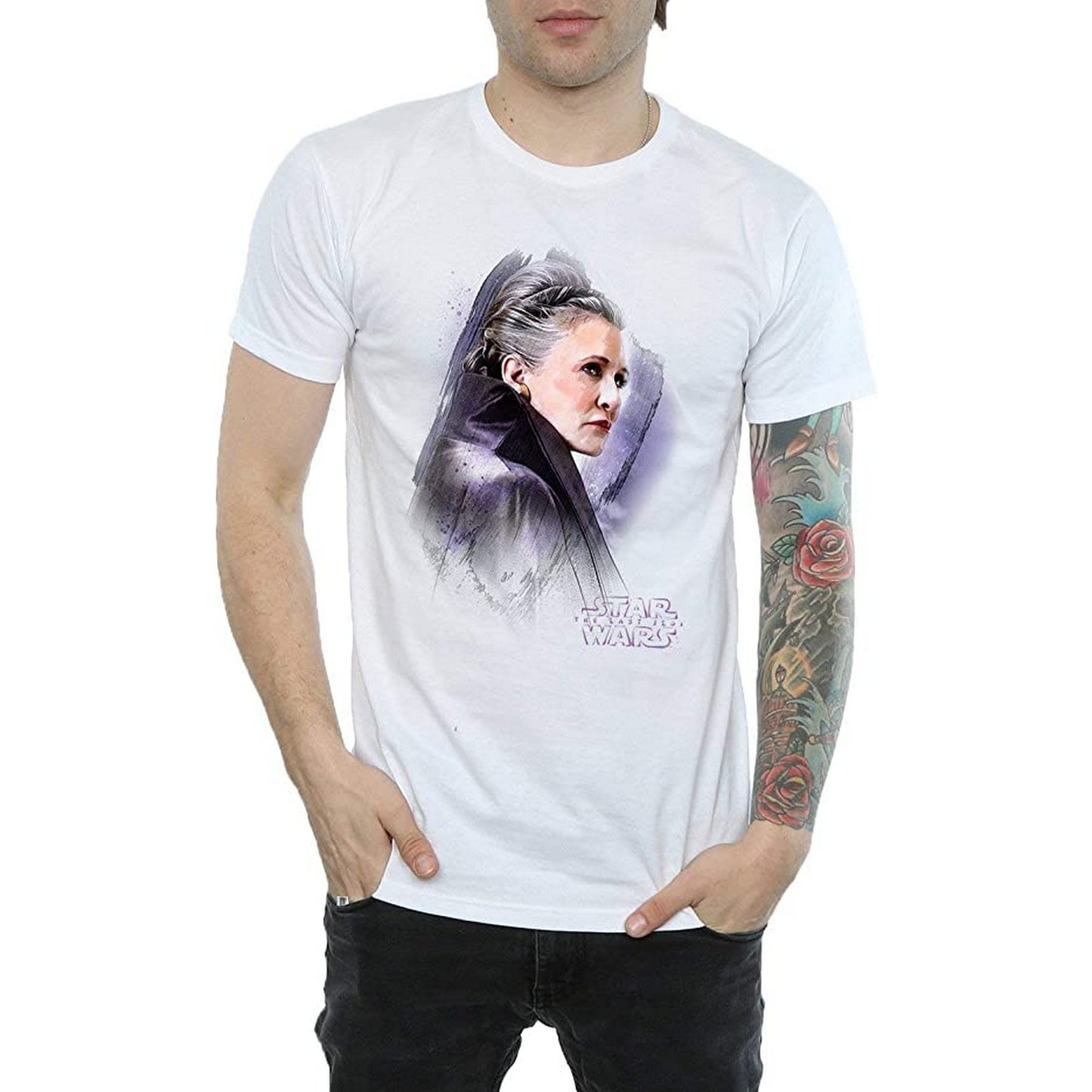 White - Side - Star Wars: The Last Jedi Mens Princess Leia Brushed Cotton T-Shirt