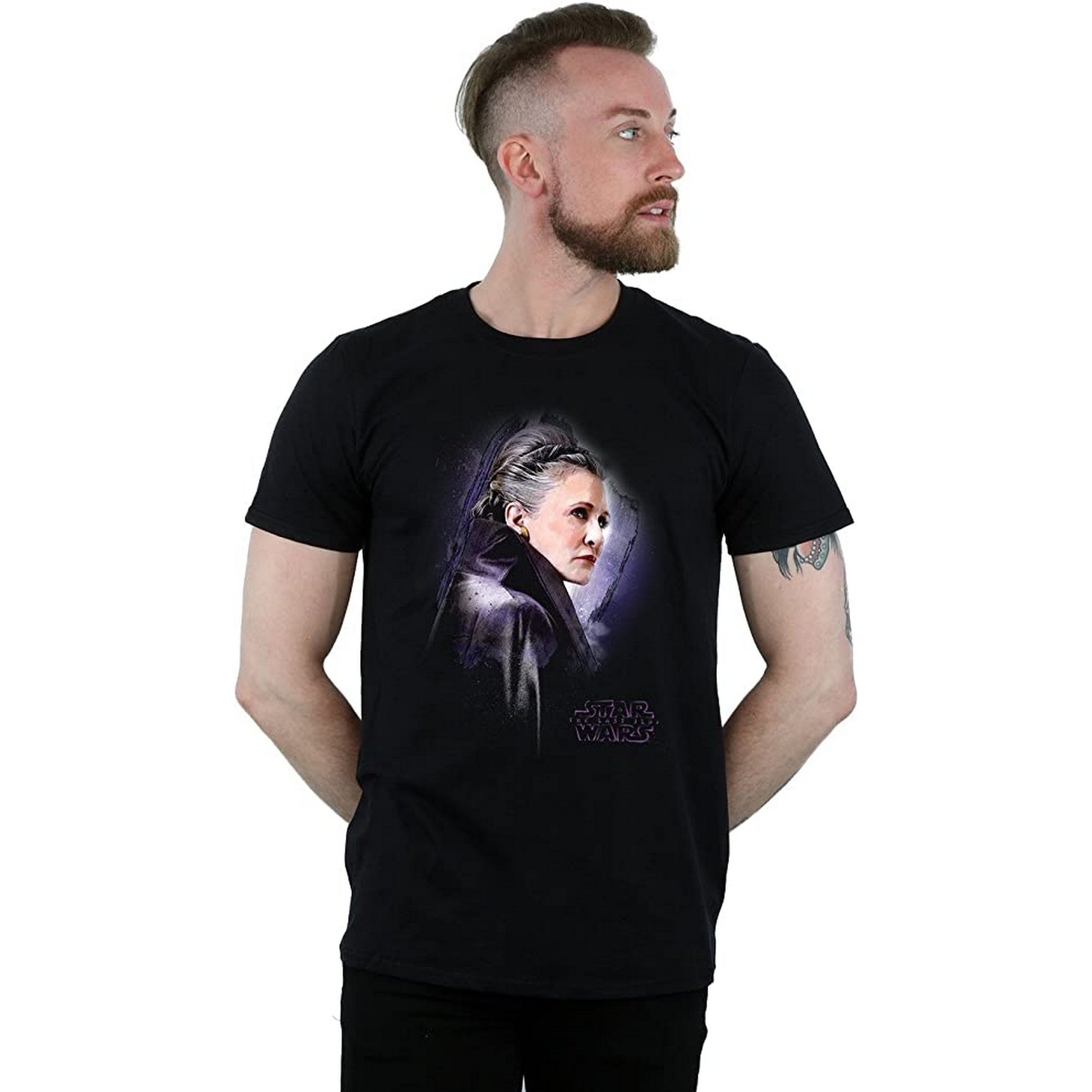 Black - Front - Star Wars: The Last Jedi Mens Princess Leia Brushed Cotton T-Shirt
