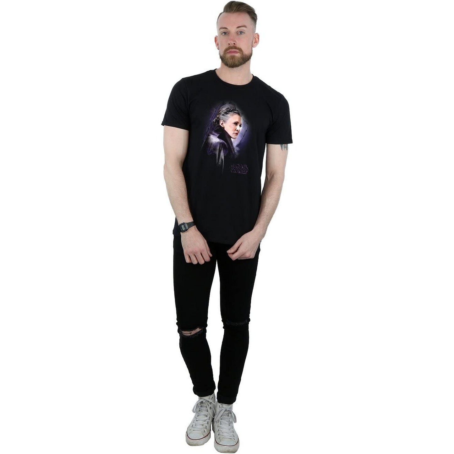 Black - Back - Star Wars: The Last Jedi Mens Princess Leia Brushed Cotton T-Shirt