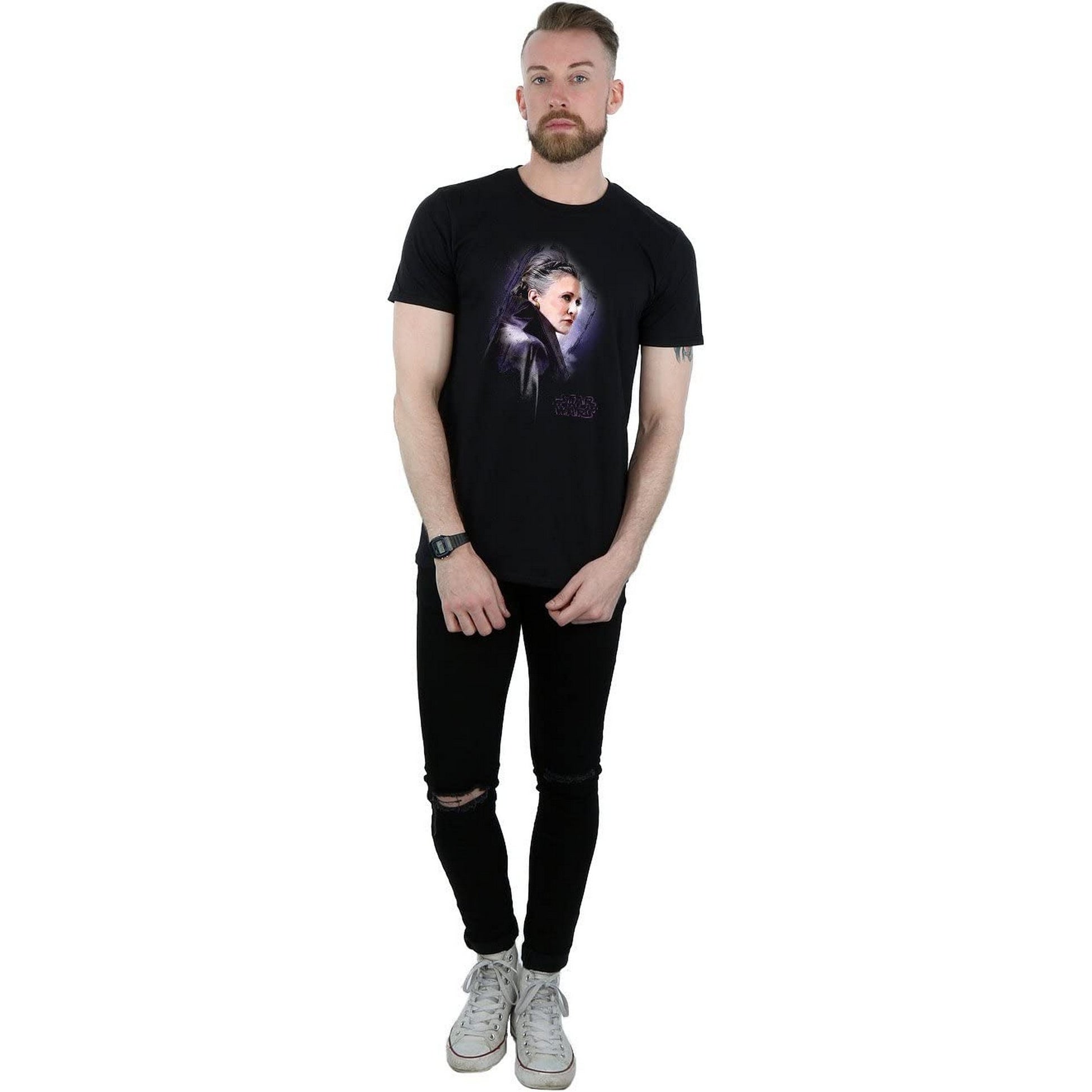 Black - Back - Star Wars: The Last Jedi Mens Princess Leia Brushed Cotton T-Shirt