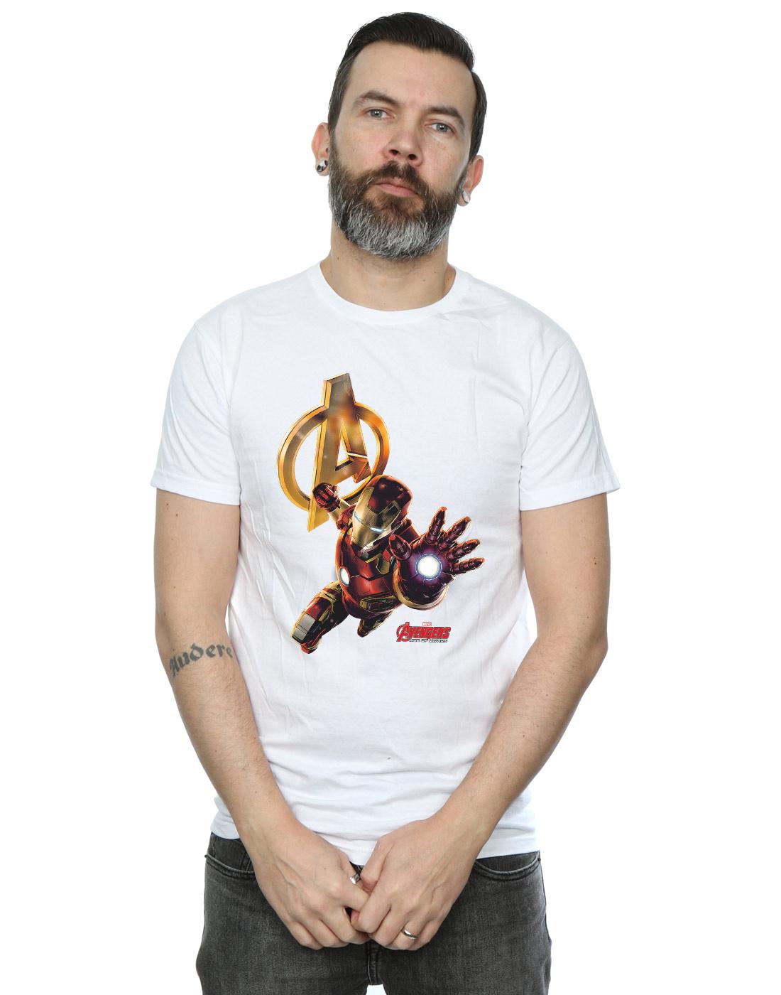 White - Back - Marvel Mens Iron Man Pose T-Shirt
