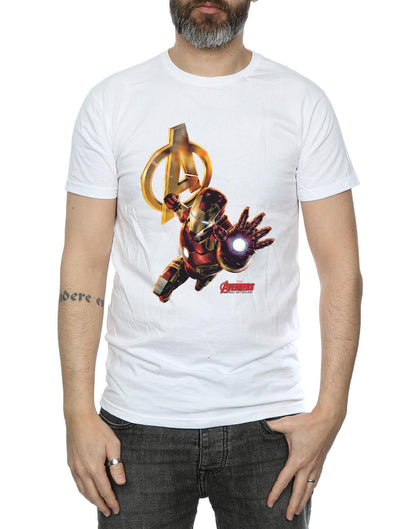 White - Side - Marvel Mens Iron Man Pose T-Shirt