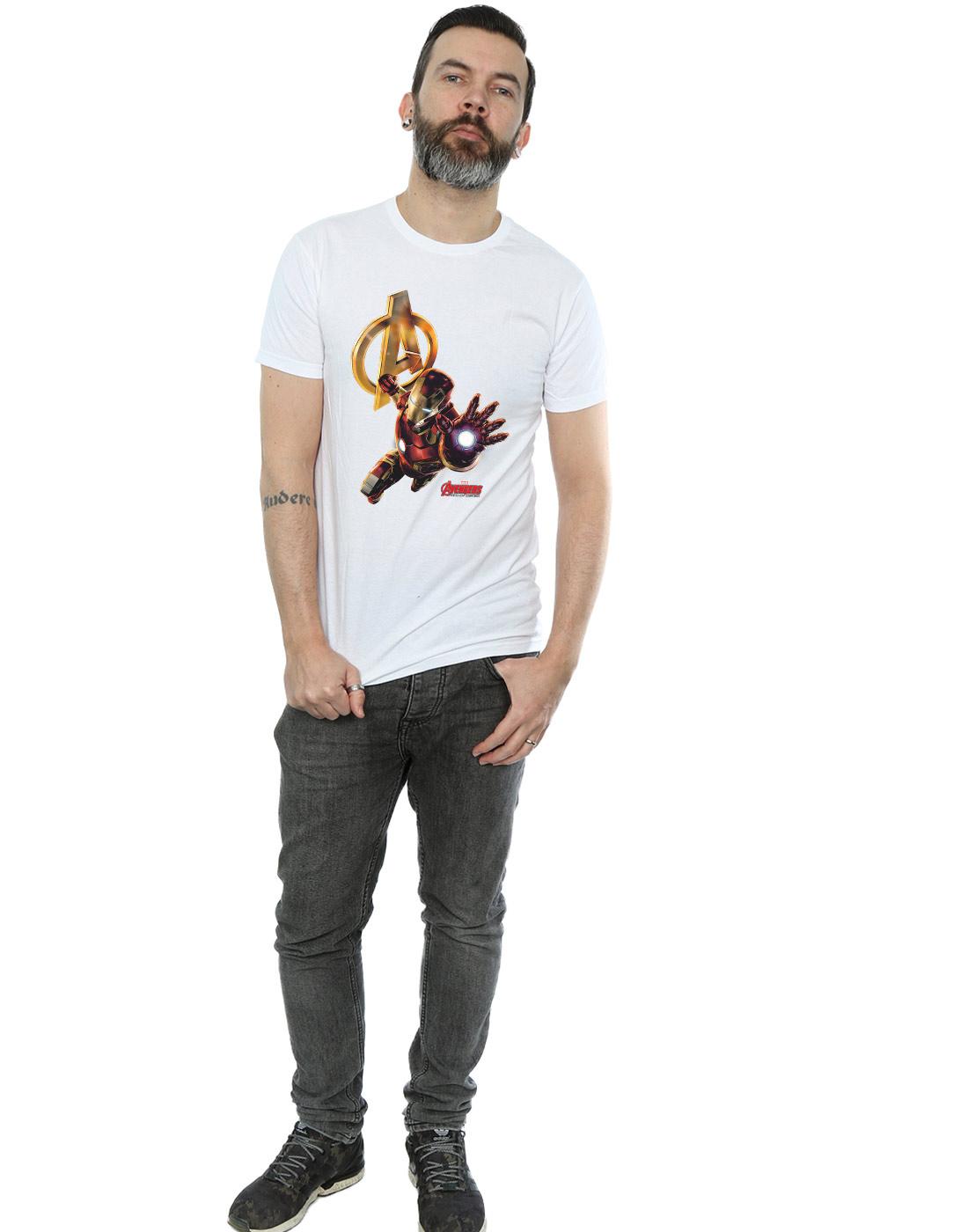 White - Lifestyle - Marvel Mens Iron Man Pose T-Shirt