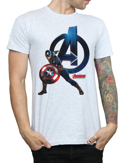 Sports Grey - Side - Marvel Mens Captain America Pose T-Shirt