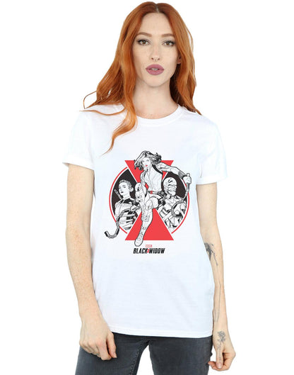 White - Back - Marvel Womens-Ladies Black Widow Movie Character Badge Cotton Boyfriend T-Shirt