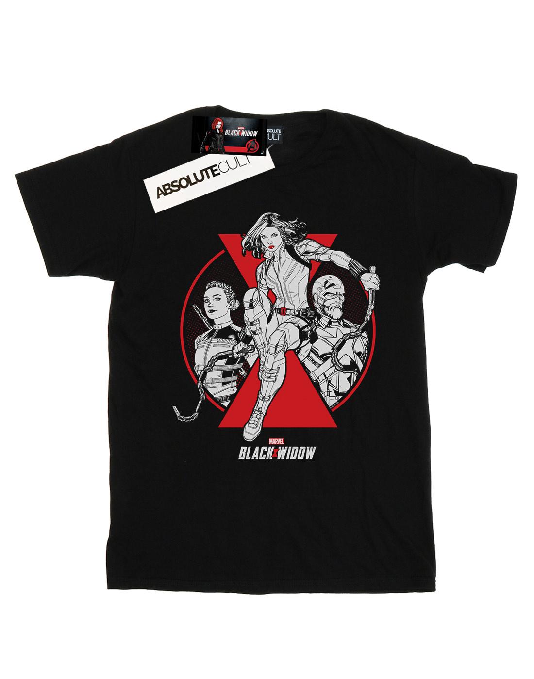 Black - Front - Marvel Womens-Ladies Black Widow Movie Character Badge Cotton Boyfriend T-Shirt