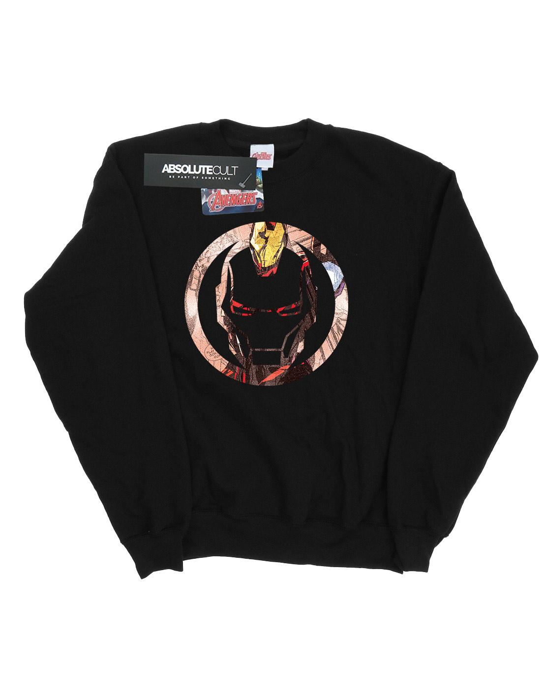 Black - Front - Marvel Womens-Ladies Iron Man Montage Symbol Sweatshirt