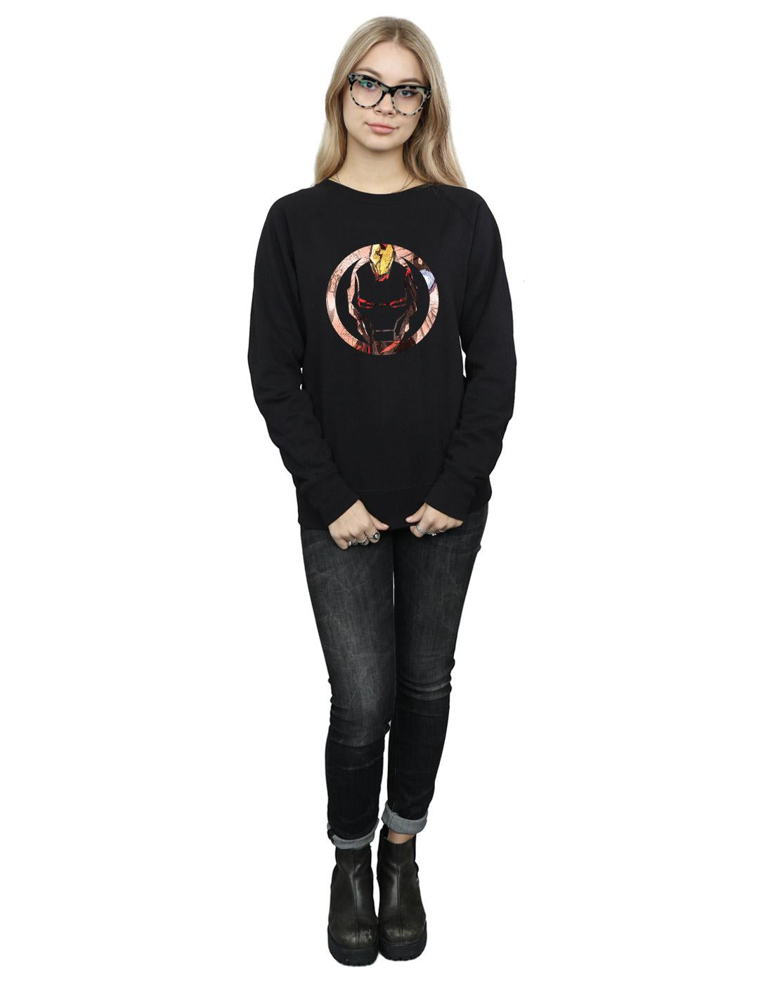 Black - Lifestyle - Marvel Womens-Ladies Iron Man Montage Symbol Sweatshirt