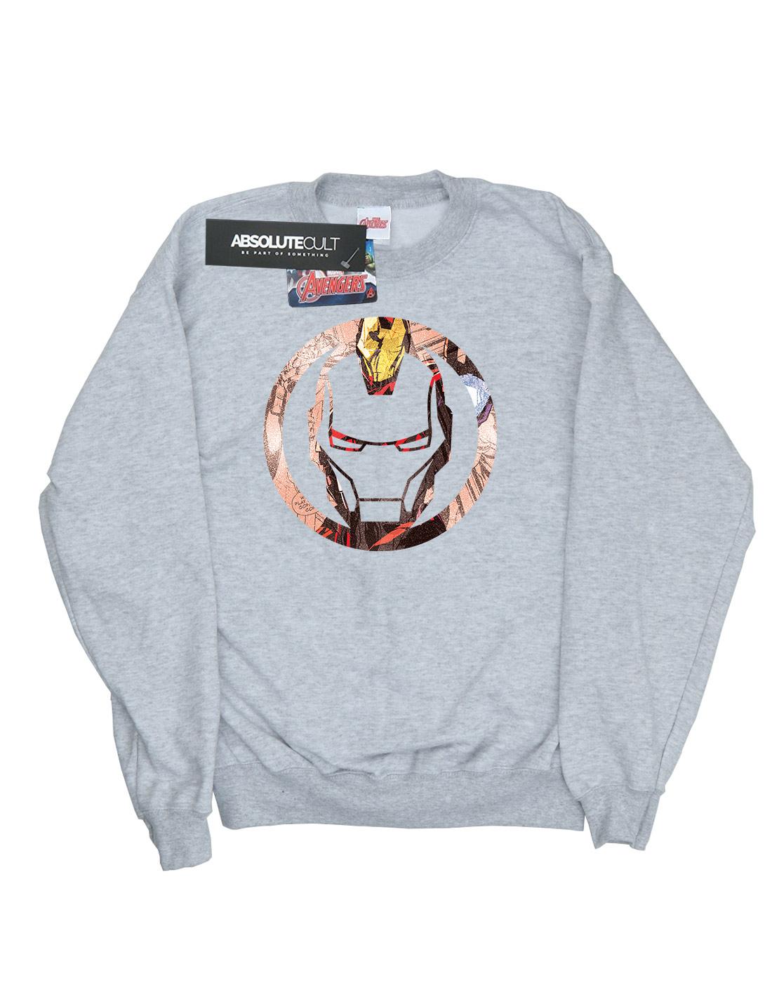 Heather Grey - Front - Marvel Womens-Ladies Iron Man Montage Symbol Sweatshirt