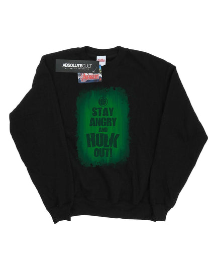 Black - Front - Marvel Womens-Ladies Hulk Stay Angry Sweatshirt
