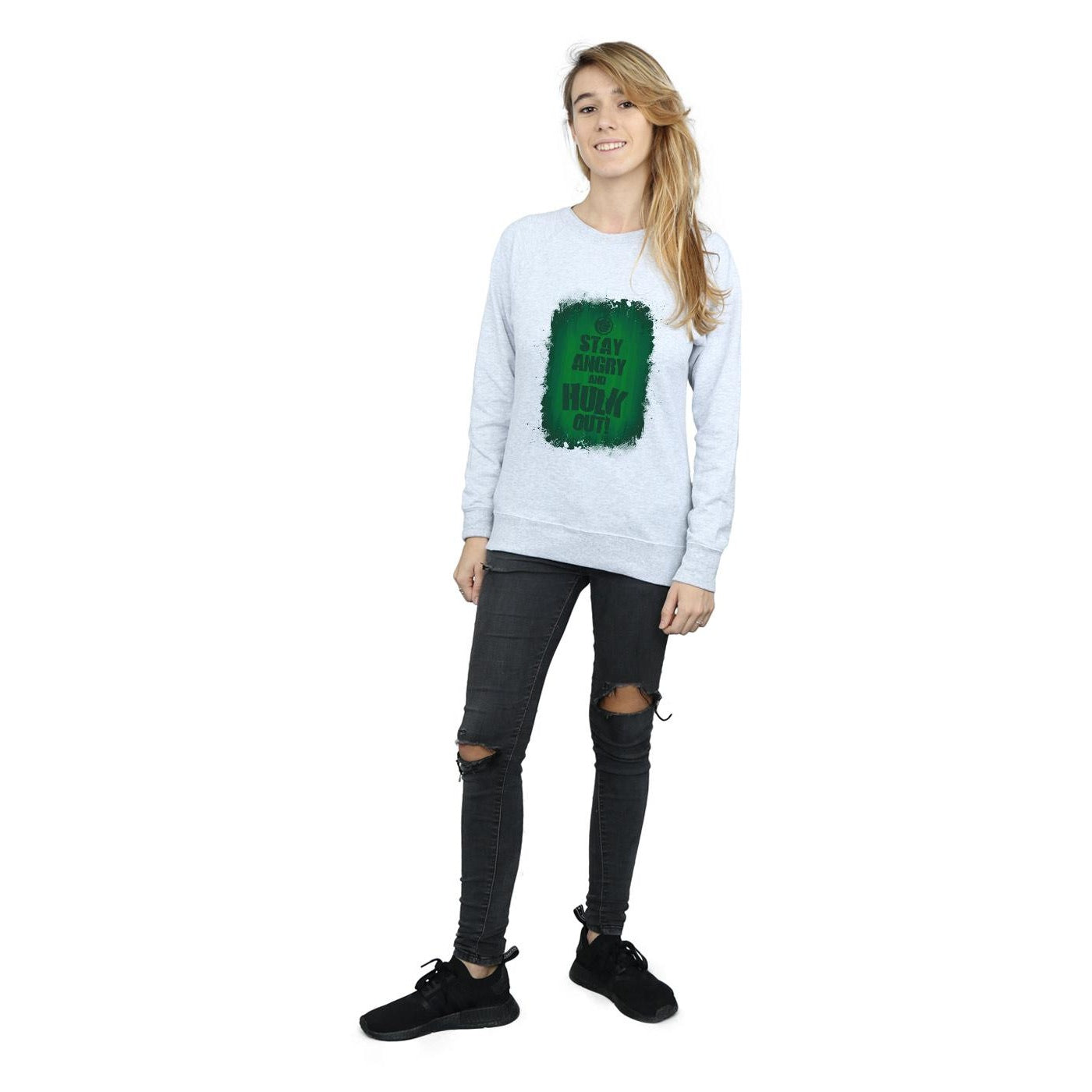 Heather Grey - Lifestyle - Marvel Womens-Ladies Hulk Stay Angry Sweatshirt