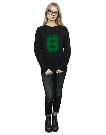 Black - Lifestyle - Marvel Womens-Ladies Hulk Stay Angry Sweatshirt