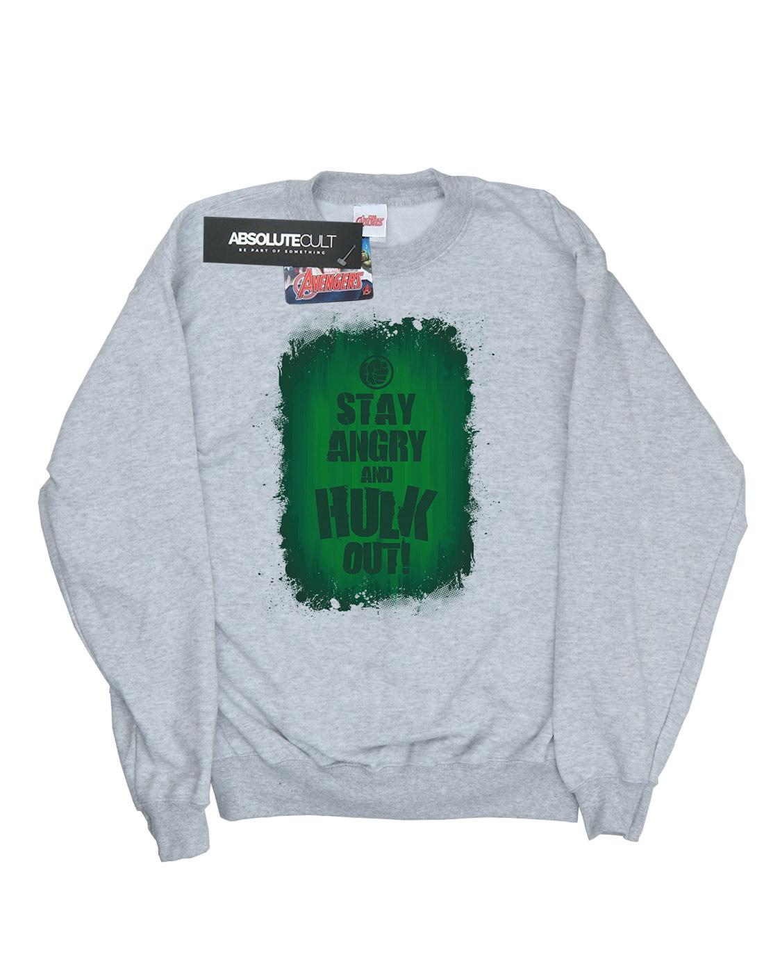 Heather Grey - Front - Marvel Womens-Ladies Hulk Stay Angry Sweatshirt