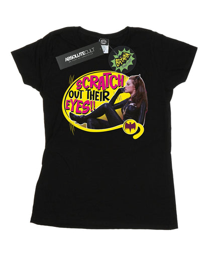 Black - Front - DC Comics Womens-Ladies Batman TV Series Catwoman Scratch Cotton T-Shirt