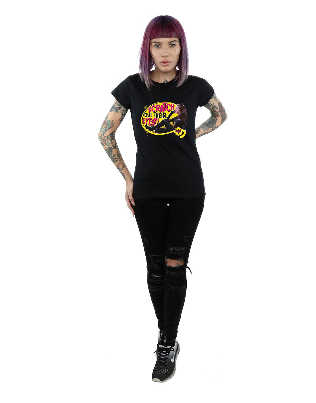 Black - Lifestyle - DC Comics Womens-Ladies Batman TV Series Catwoman Scratch Cotton T-Shirt