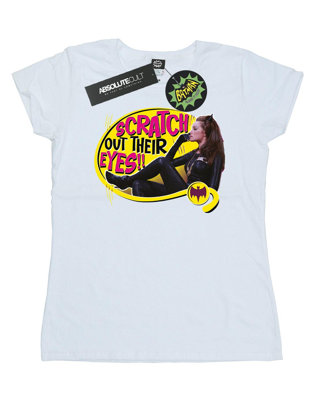 White - Front - DC Comics Womens-Ladies Batman TV Series Catwoman Scratch Cotton T-Shirt