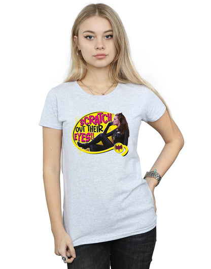 Sports Grey - Back - DC Comics Womens-Ladies Batman TV Series Catwoman Scratch Cotton T-Shirt