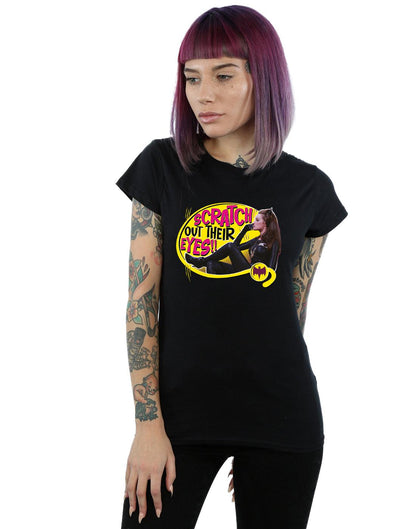 Black - Back - DC Comics Womens-Ladies Batman TV Series Catwoman Scratch Cotton T-Shirt