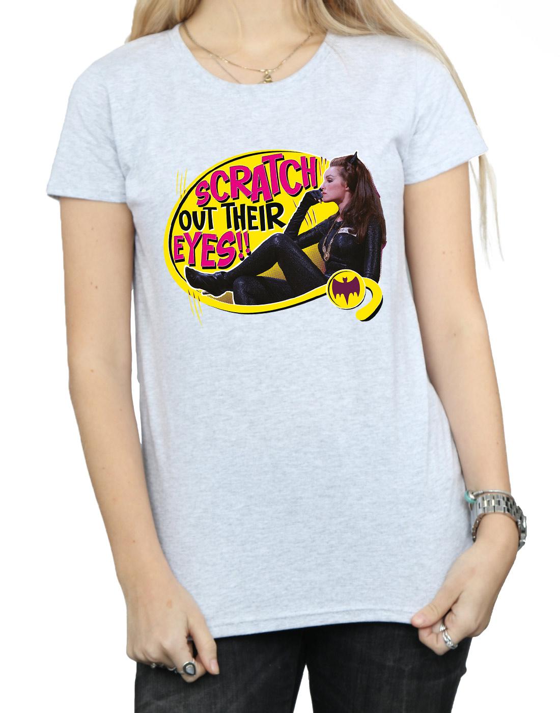 Sports Grey - Side - DC Comics Womens-Ladies Batman TV Series Catwoman Scratch Cotton T-Shirt