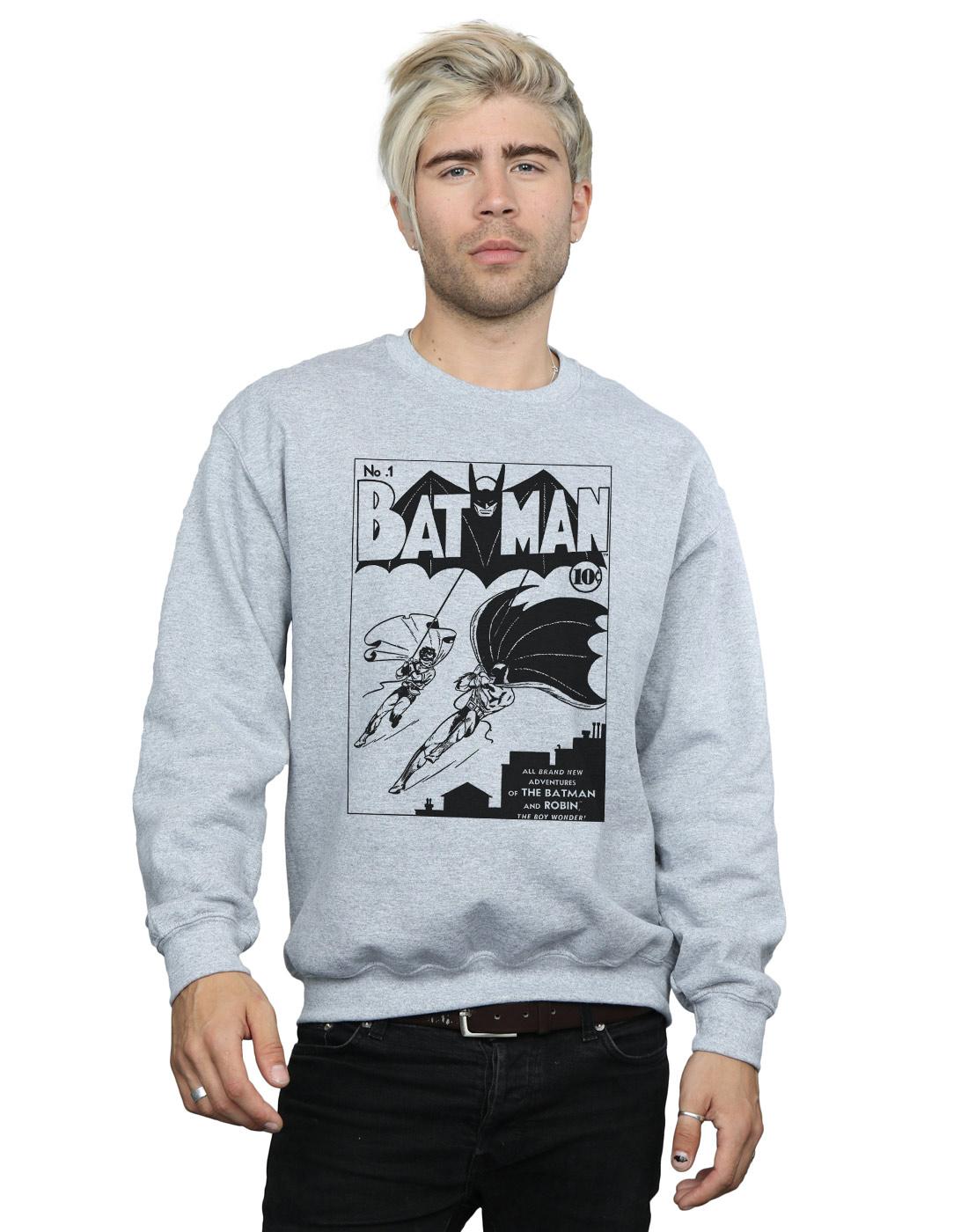 Sports Grey - Back - DC Comics Mens Batman No. 1 Mono Cotton Sweatshirt