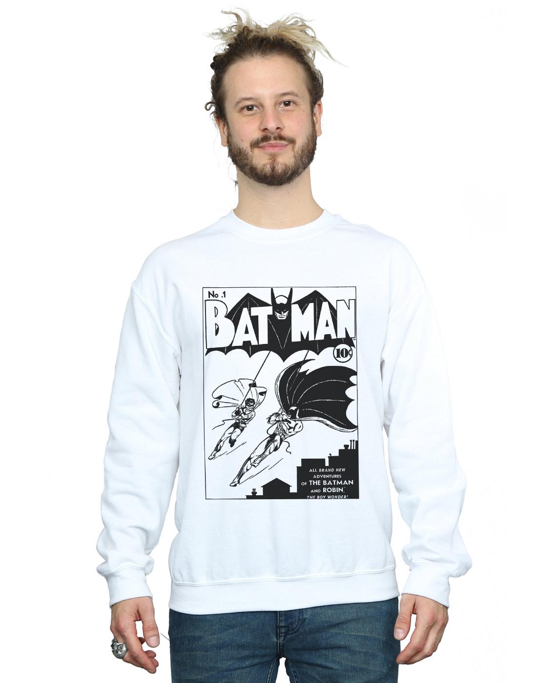 White - Back - DC Comics Mens Batman No. 1 Mono Cotton Sweatshirt