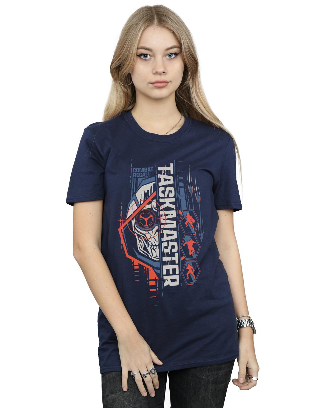 Navy Blue - Back - Marvel Womens-Ladies Black Widow Movie Taskmaster Combat Recall Cotton Boyfriend T-Shirt