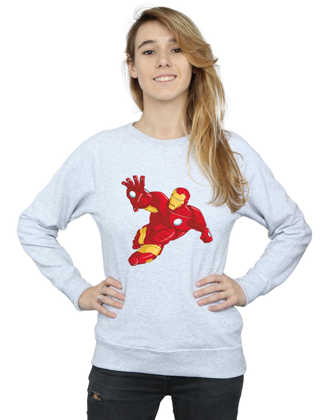 Heather Grey - Back - Marvel Womens-Ladies Iron Man Simple Sweatshirt