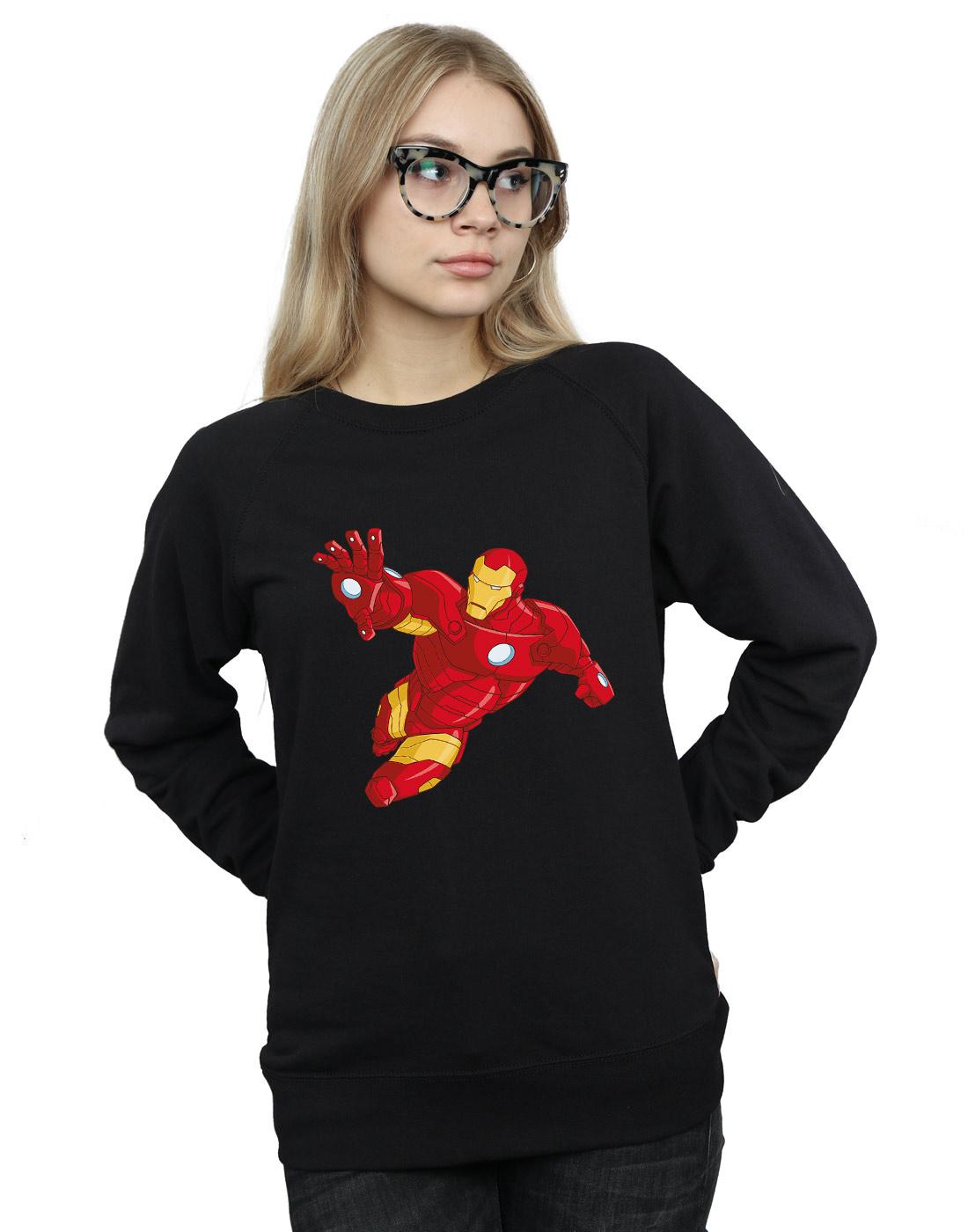 Black - Back - Marvel Womens-Ladies Iron Man Simple Sweatshirt