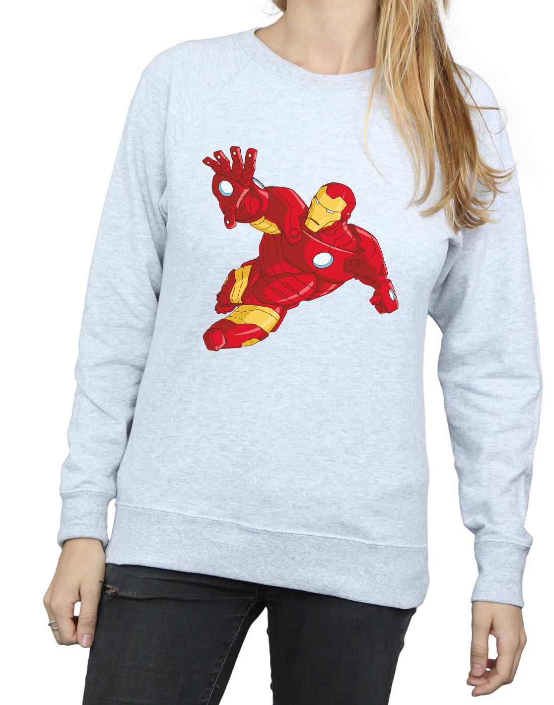 Heather Grey - Side - Marvel Womens-Ladies Iron Man Simple Sweatshirt