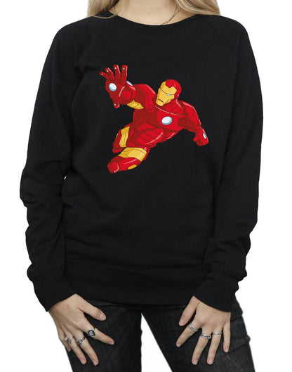 Black - Side - Marvel Womens-Ladies Iron Man Simple Sweatshirt