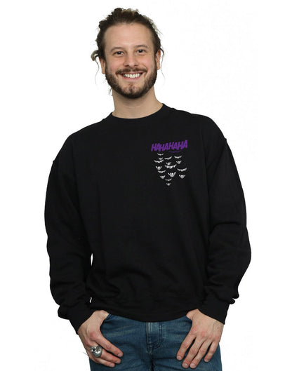 Black - Back - DC Comics Mens Batman Joker Smile Breast Print Cotton Sweatshirt