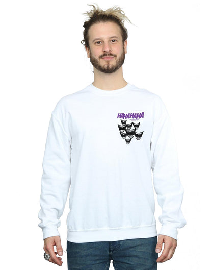 White - Back - DC Comics Mens Batman Joker Smile Breast Print Cotton Sweatshirt