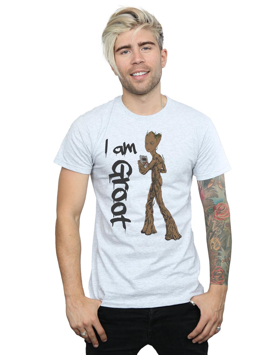 Sports Grey - Back - Marvel Mens Avengers Infinity War Graffiti Groot T-Shirt