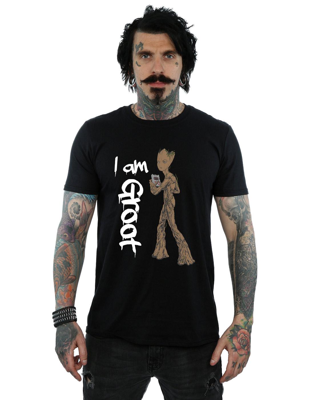 Black - Back - Marvel Mens Avengers Infinity War Graffiti Groot T-Shirt