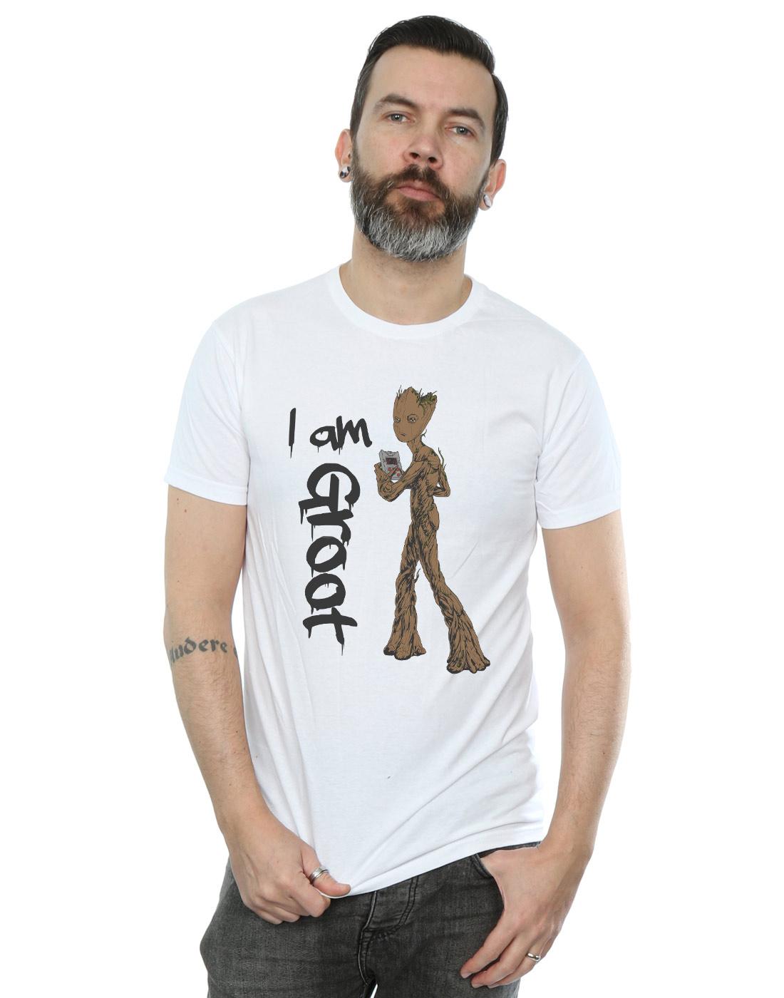 White - Back - Marvel Mens Avengers Infinity War Graffiti Groot T-Shirt