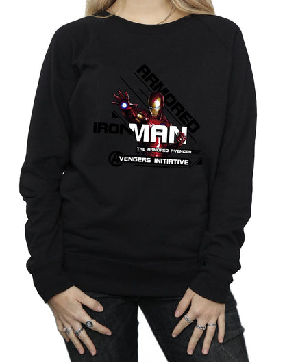 Black - Side - Marvel Womens-Ladies Iron Man Armored Avenger Sweatshirt