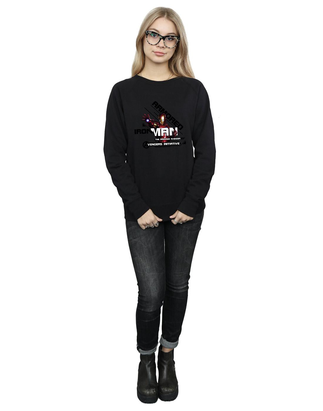 Black - Lifestyle - Marvel Womens-Ladies Iron Man Armored Avenger Sweatshirt